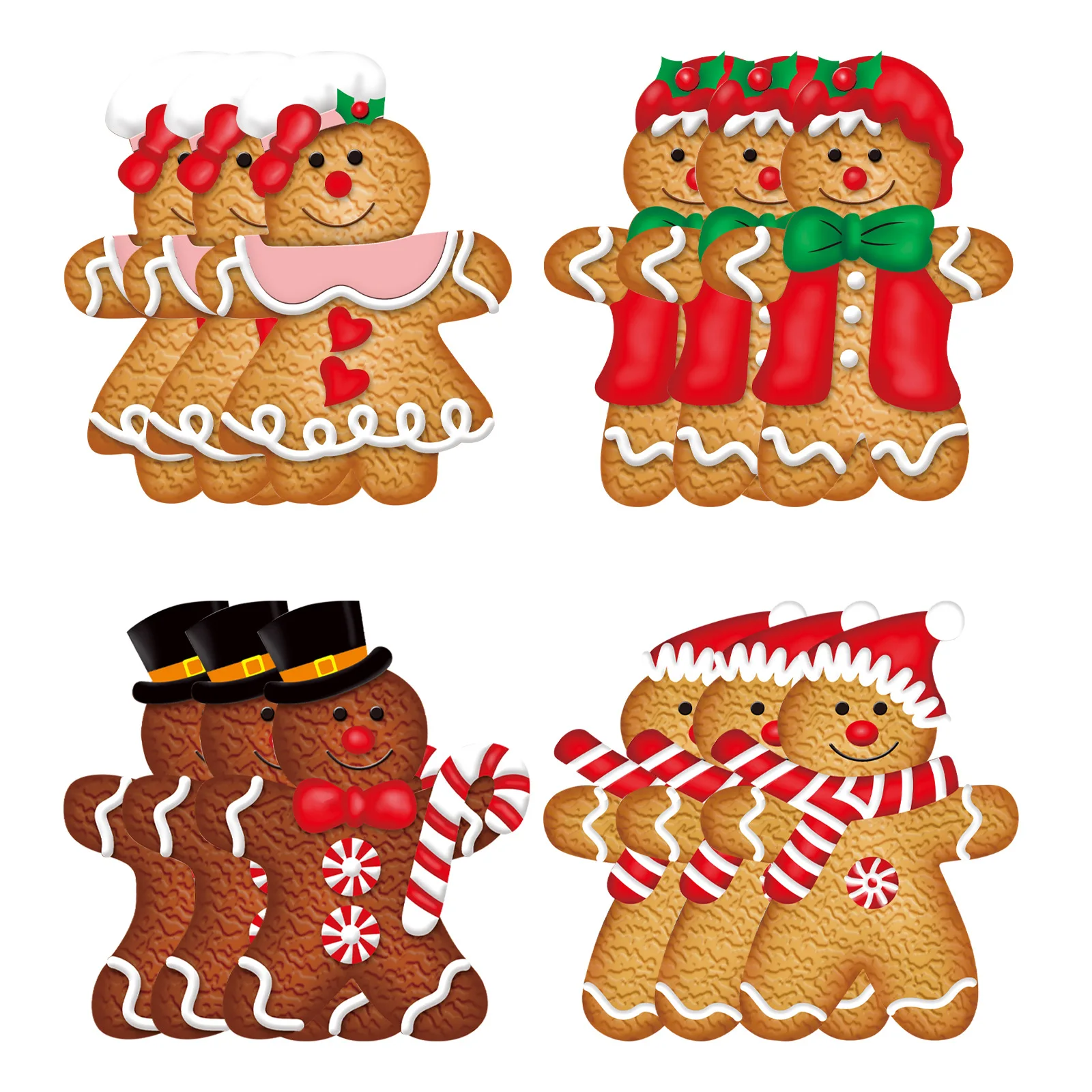 12pcs Christmas Wooden Gingerbread Man Ornaments Merry Christmas Decoration Xmas Tree Hanging Pendant Navidad Gift New Year Noel
