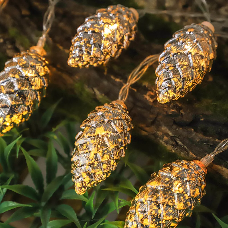1.5M 10 Led Pine Cone String Lights Christmas Tree Lights Ornaments Pine Cone Pendants Light Navidad New Year Decorations Noel