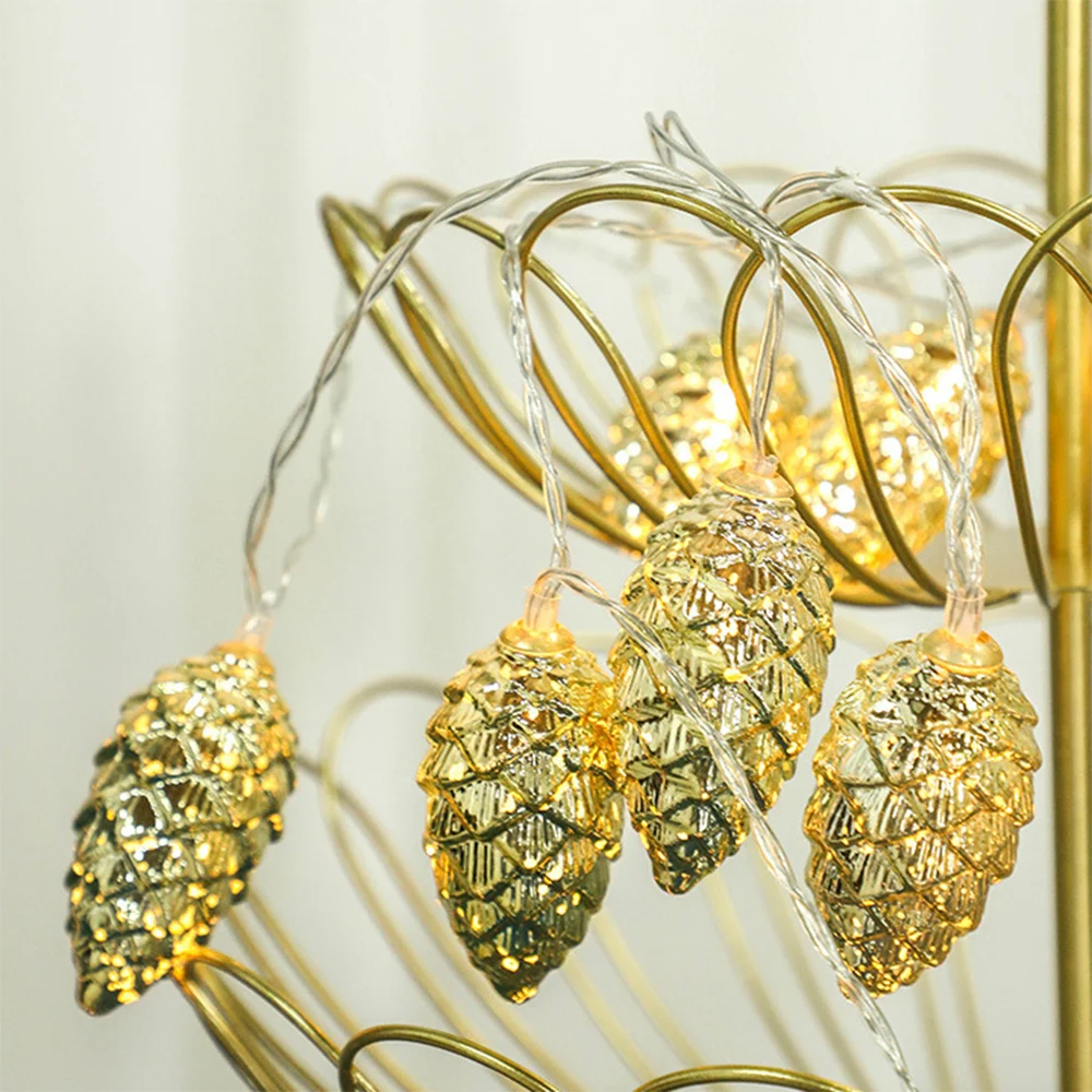 1.5M 10 Led Pine Cone String Lights Christmas Tree Lights Ornaments Pine Cone Pendants Light Navidad New Year Decorations Noel