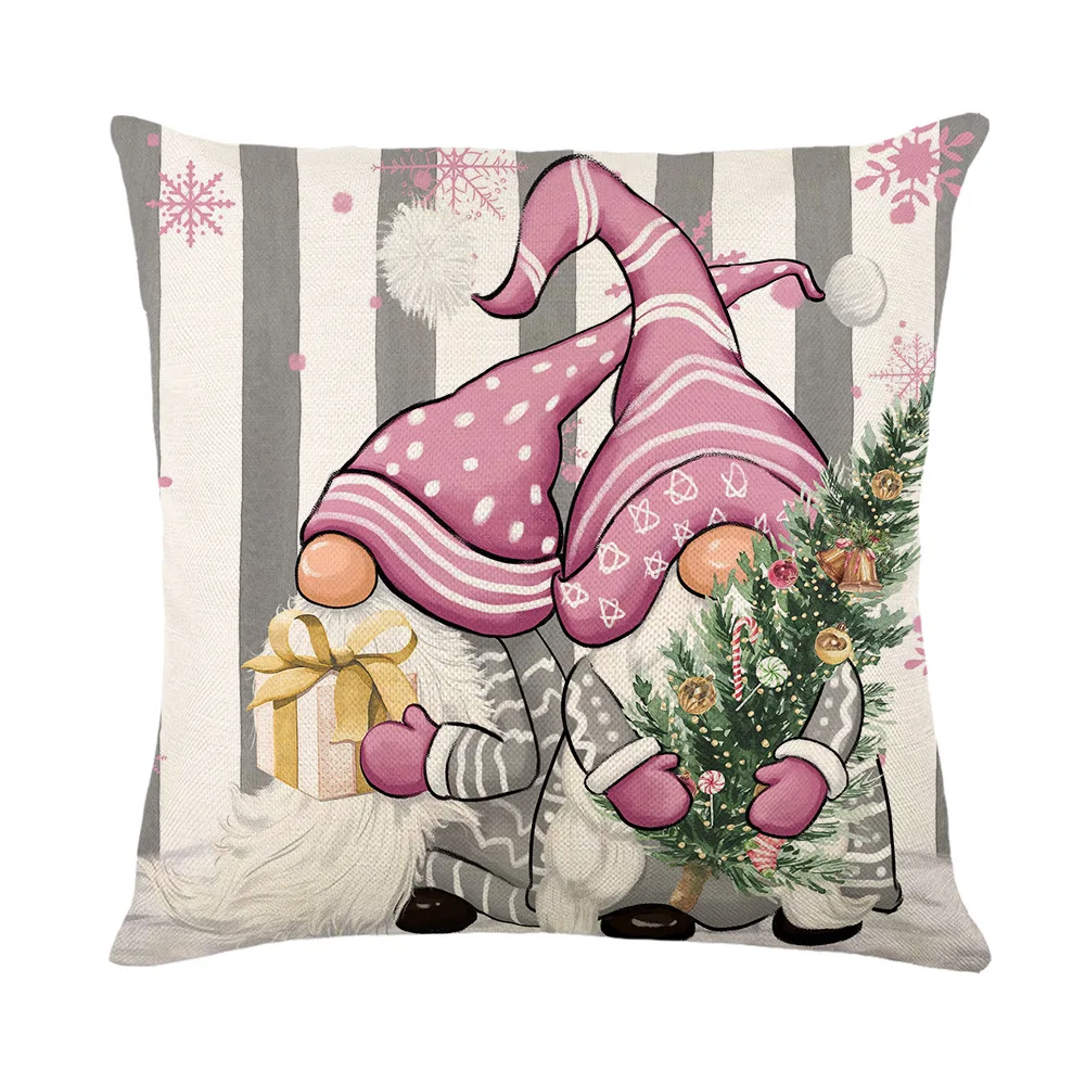 45x45cm Christmas Decoration Pillowcase Linen Pillow Cover Winter Xmas Snowman Cottoon Throw Pillow Case Sofa Cushion Cover 2024