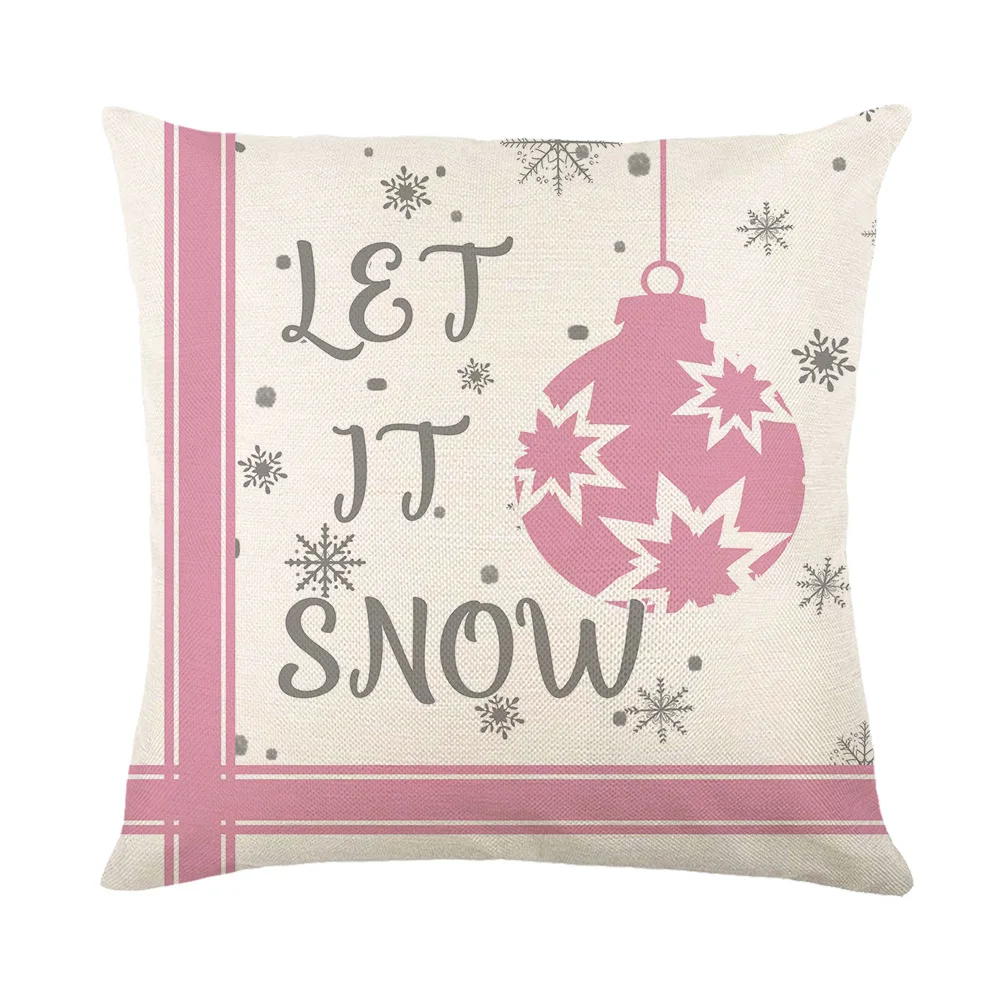 45x45cm Christmas Decoration Pillowcase Linen Pillow Cover Winter Xmas Snowman Cottoon Throw Pillow Case Sofa Cushion Cover 2024