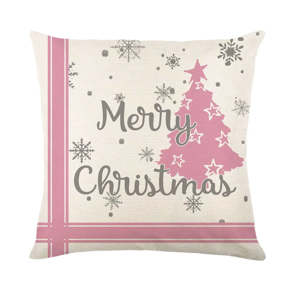 45x45cm Christmas Decoration Pillowcase Linen Pillow Cover Winter Xmas Snowman Cottoon Throw Pillow Case Sofa Cushion Cover 2024
