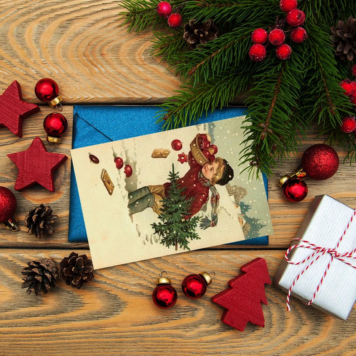 12/24pcs Retro Christmas Postcards Santa Claus Vintage Christmas Greeting Cards Blank Christmas greeting Gift for Friend Navidad