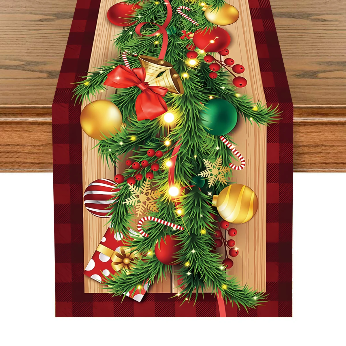 Christmas Polyester Table Runner Merry Christmas Decoration For Home 2024 Xmas Gifts Navidad Noel New Year 2025 Natal Tablecloth