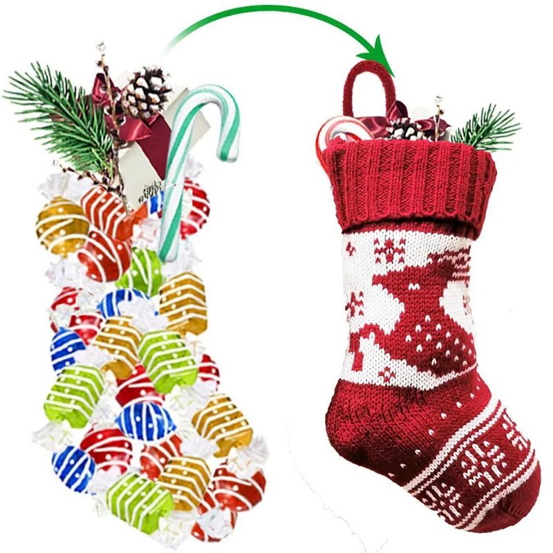 Christmas Alphabet Knitting Sock Christmas Tree Ornament Christmas Decoration For Home 2024 Navidad Noel Xmas New Year 2025 Gift