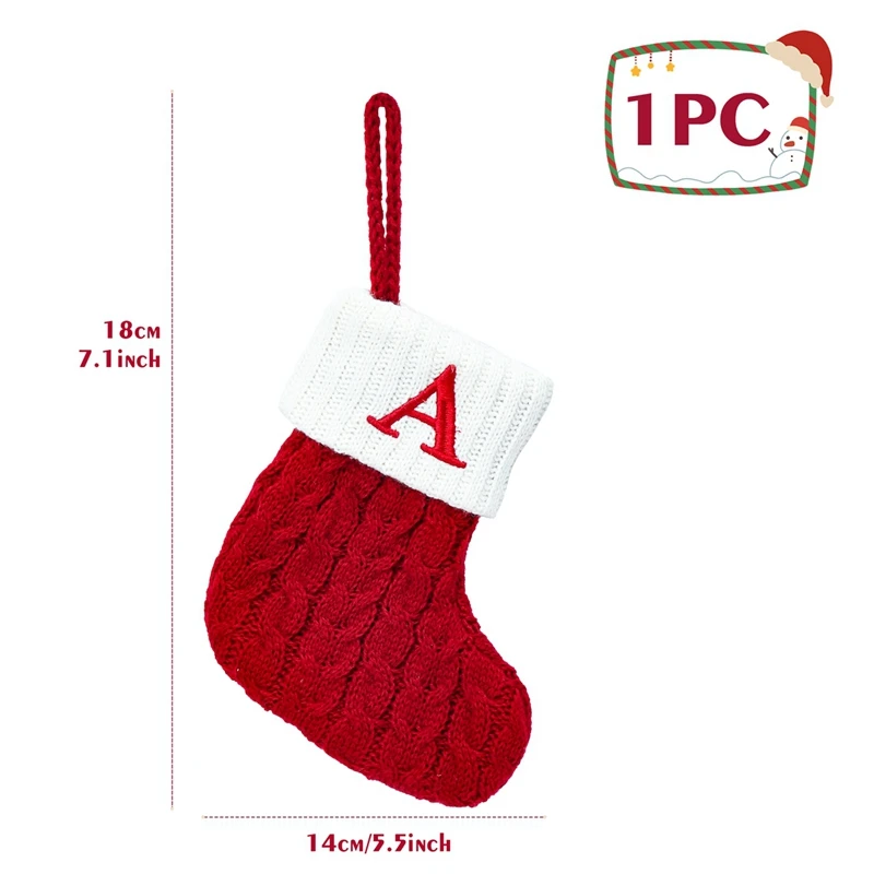 Christmas Alphabet Knitting Sock Christmas Tree Ornament Christmas Decoration For Home 2024 Navidad Noel Xmas New Year 2025 Gift