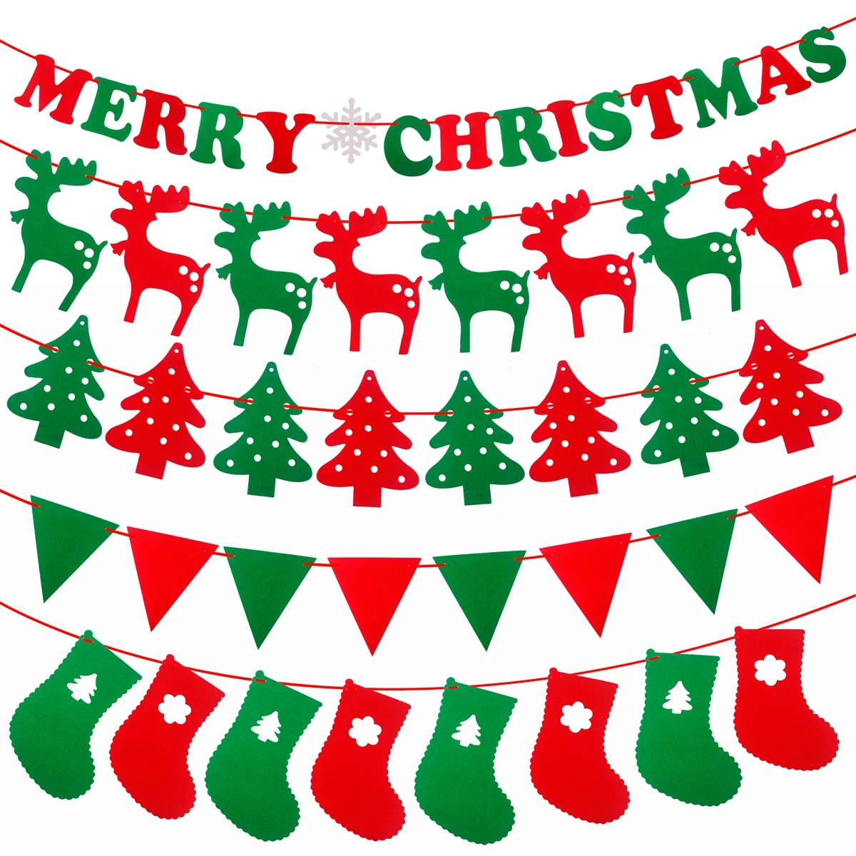Merry Christmas Banner Santa Claus Elk Garland Christmas Tree Ornaments Xmas Pendant Christmas Decorations for Home New Year