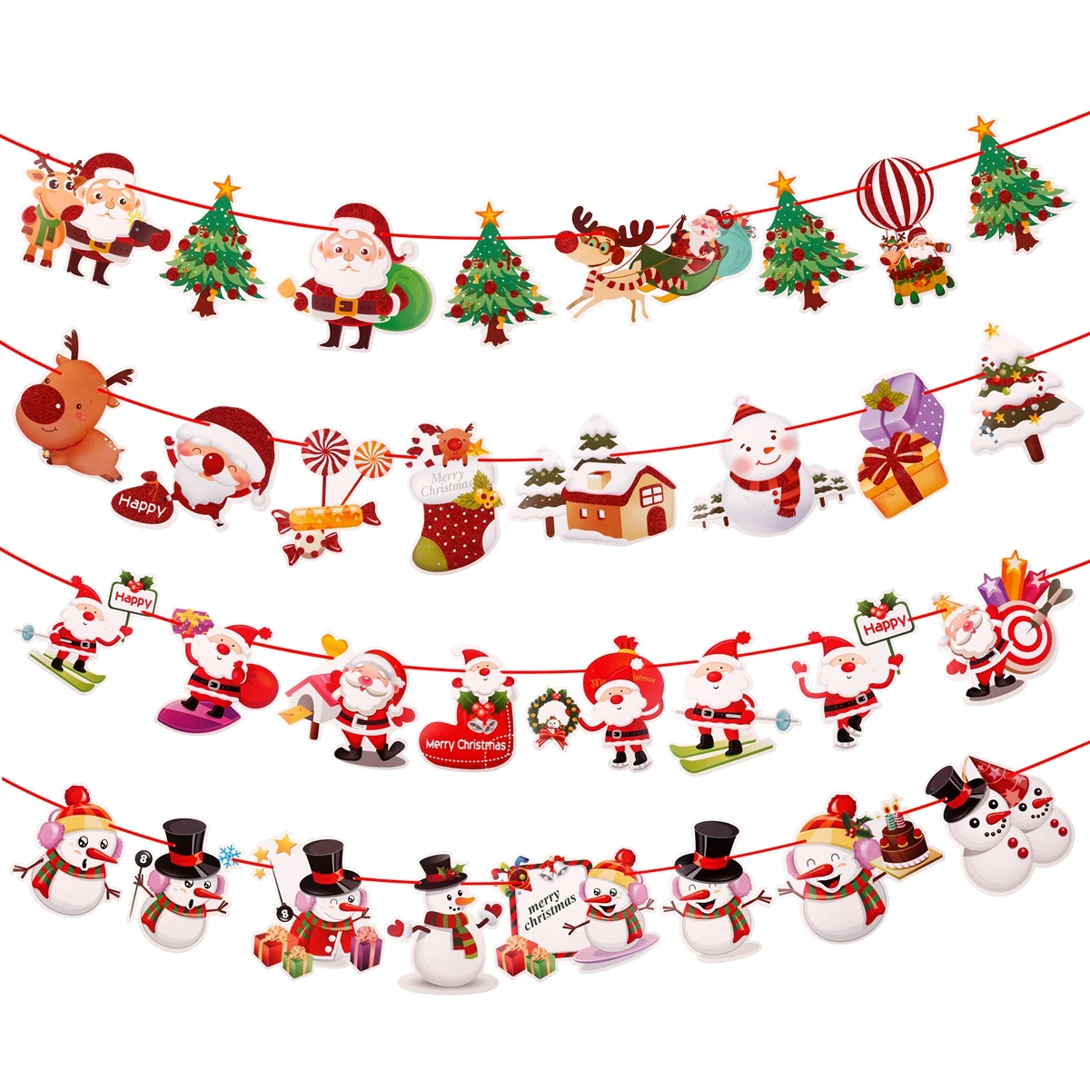 Merry Christmas Banner Santa Claus Elk Garland Christmas Tree Ornaments Xmas Pendant Christmas Decorations for Home New Year