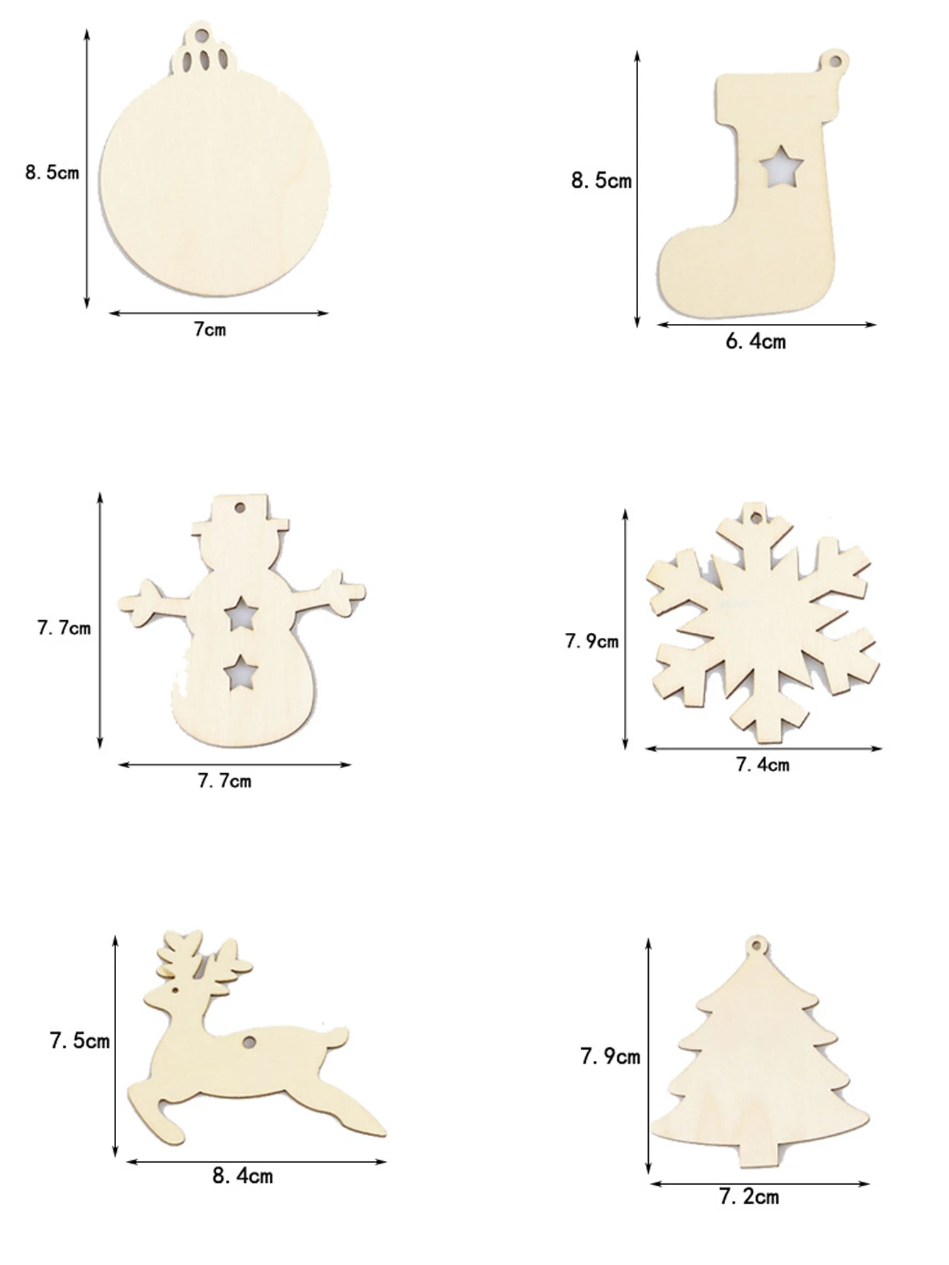 10pcs Wood DIY Christmas Pendants Children Handwork Painting Christmas Tree Decorations New Year Christmas Decoration