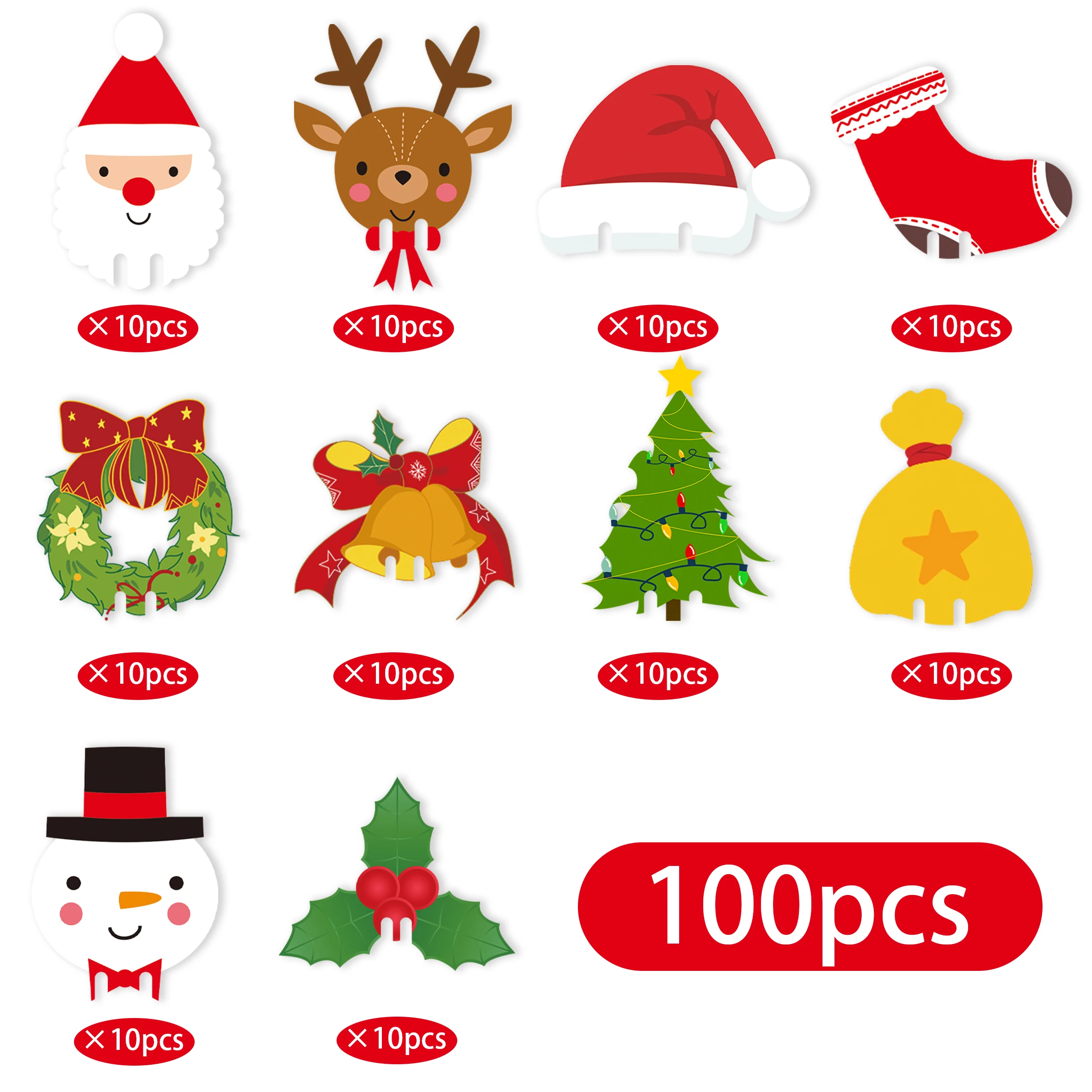 100pcs Christmas Wine Glass Decoration Santa Hat Xmas Tree Snowman Cup Card Home Table Place Decor Navidad New Year Party Supply