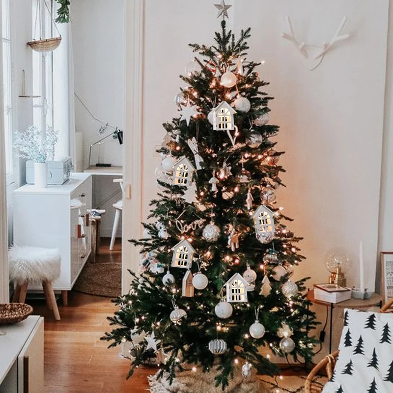 10LED Wood House Fairy Light String Wedding Party New Year Hanging Garland Christmas Decorations Home Navidad Kerst Noel Lamps