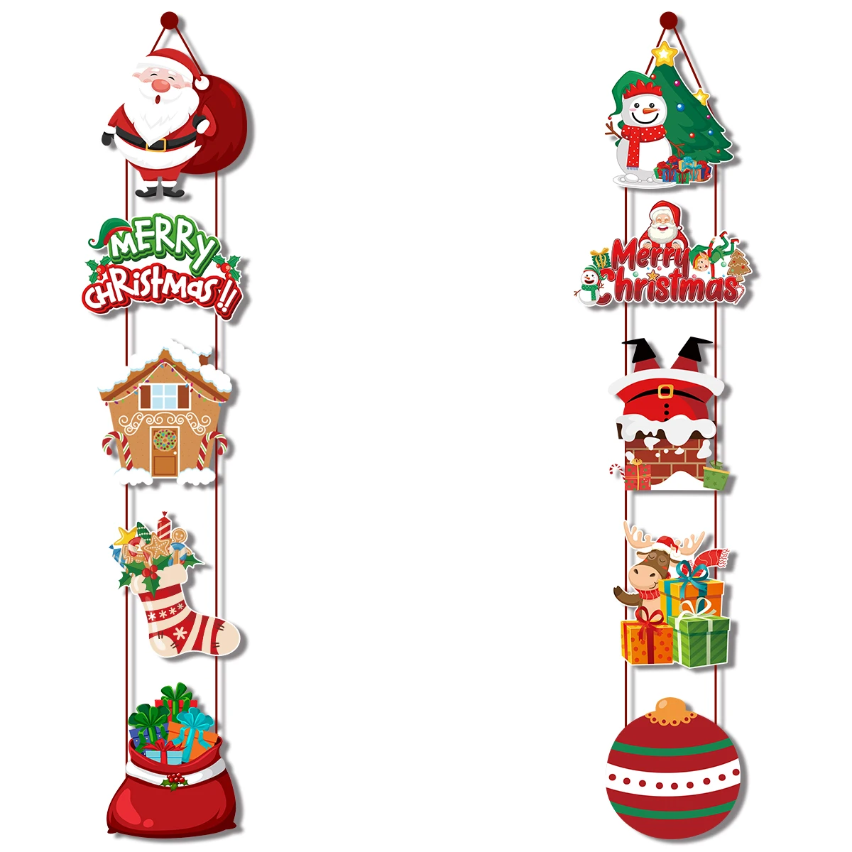 Merry Christmas Door Hanging Banner Santa Claus Snowman Elk Couplet Navidad Party Door Decorations Xmas Home Ornaments Noel 2023