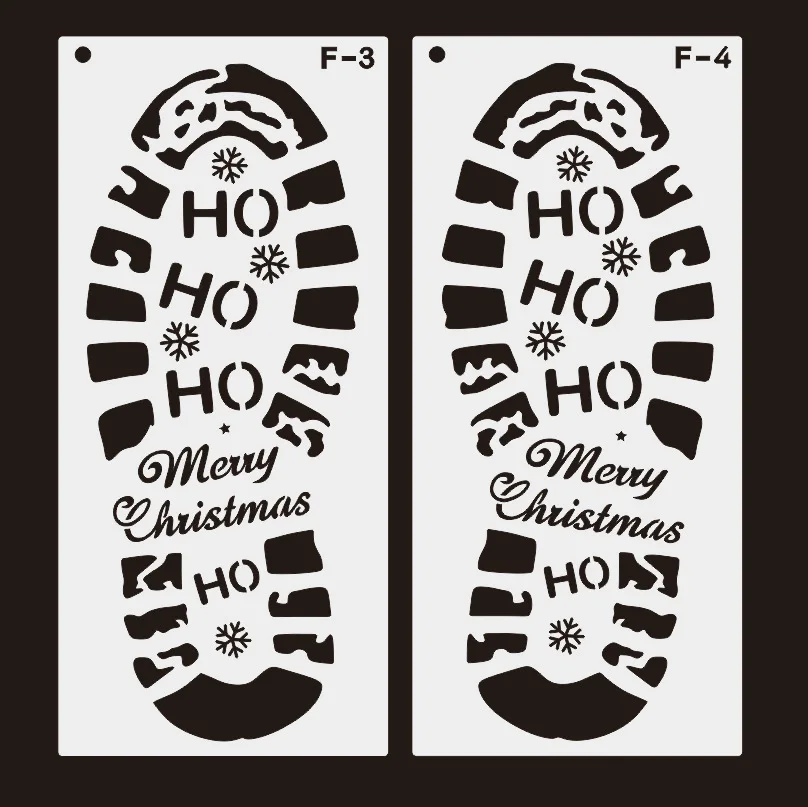 6pcs Christmas Footprint Snowflake Stencil Santa Claus Footprint Painting Template Scrapbook Coloring Embossing Album Xmas Decor