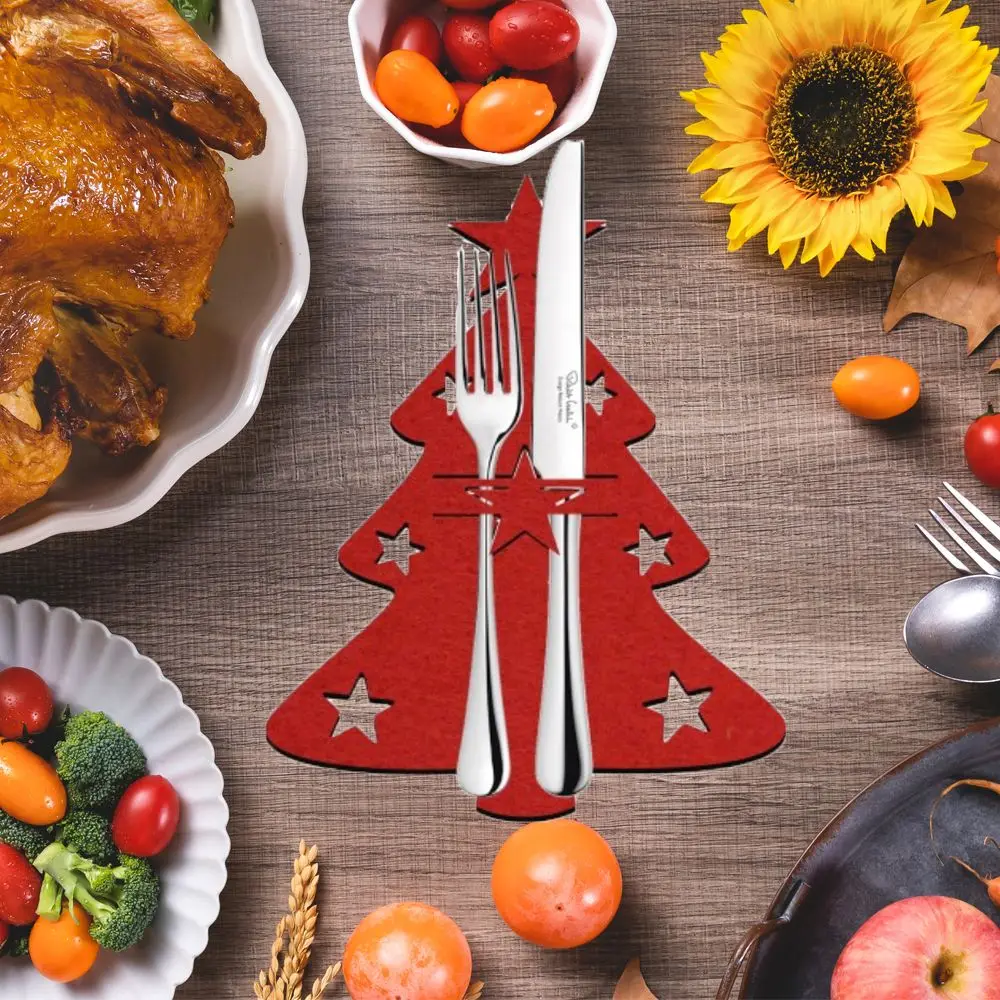Party Supplies Santa Claus Xmas Tree Snowflake Table Decorations Tableware Organizer Christmas Knife Fork Holder Cutlery Bag