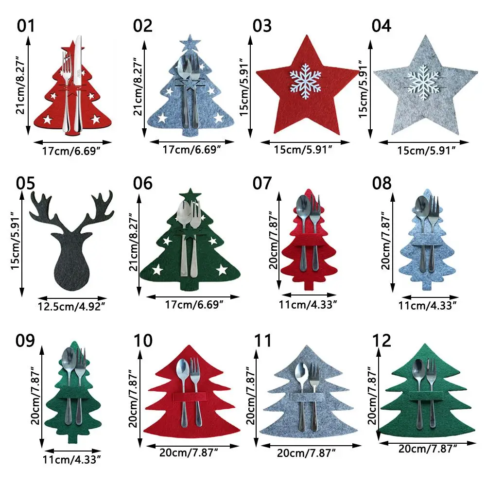 Party Supplies Santa Claus Xmas Tree Snowflake Table Decorations Tableware Organizer Christmas Knife Fork Holder Cutlery Bag