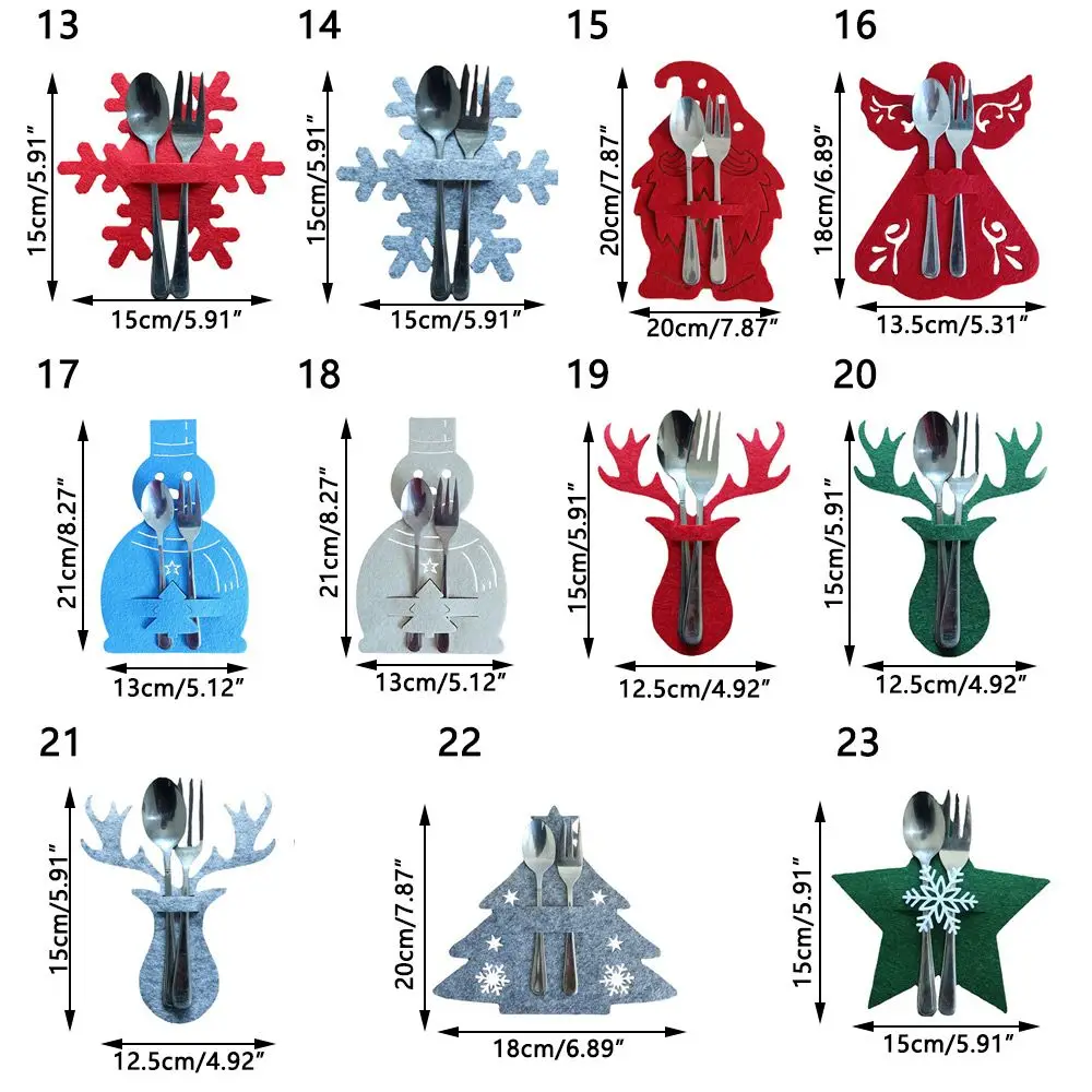 Party Supplies Santa Claus Xmas Tree Snowflake Table Decorations Tableware Organizer Christmas Knife Fork Holder Cutlery Bag