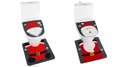 New Cute Christmas Toilet Seat Covers Creative Santa Claus Bathroom Mat Xmas Supplies for Home New Year Navidad Gift Decor 2024