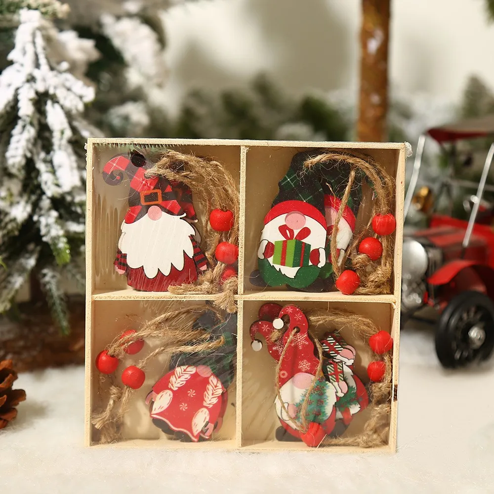 9/12pc Christmas Gnomes Wooden Pendant Christmas Tree Hanging Oranment Navidad New Year 2025 Gift Xmas Decorations for Home Noel