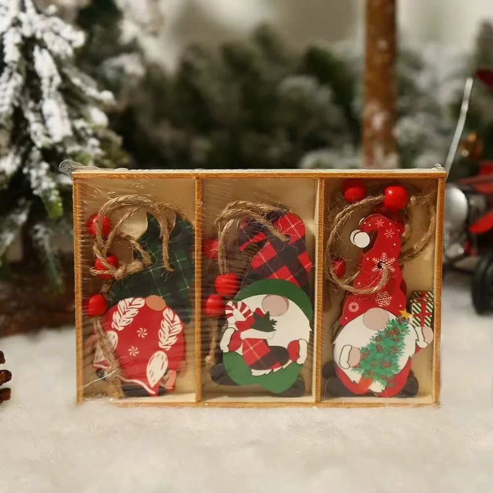9/12pc Christmas Gnomes Wooden Pendant Christmas Tree Hanging Oranment Navidad New Year 2025 Gift Xmas Decorations for Home Noel