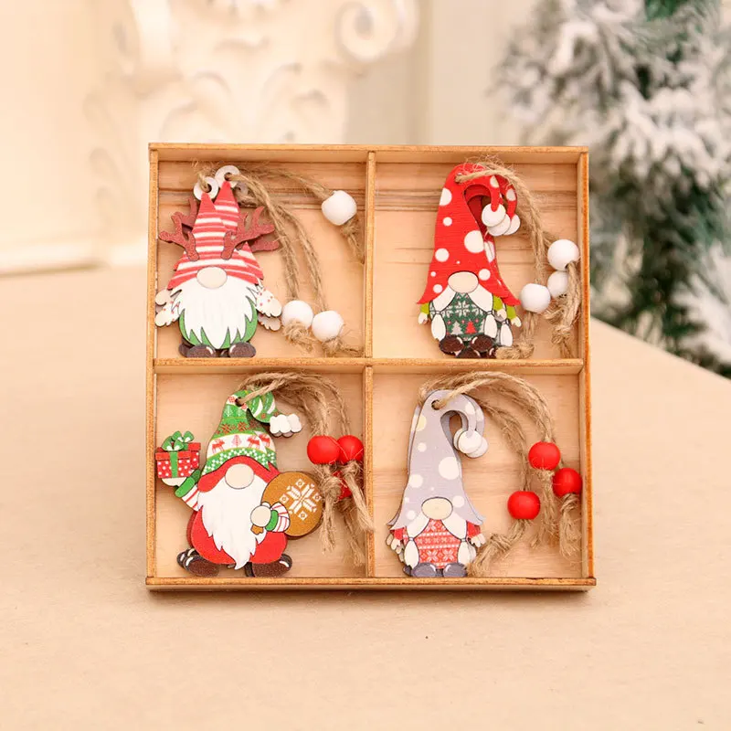 9/12pc Christmas Gnomes Wooden Pendant Christmas Tree Hanging Oranment Navidad New Year 2025 Gift Xmas Decorations for Home Noel