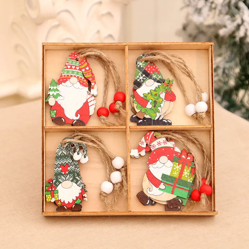 9/12pc Christmas Gnomes Wooden Pendant Christmas Tree Hanging Oranment Navidad New Year 2025 Gift Xmas Decorations for Home Noel
