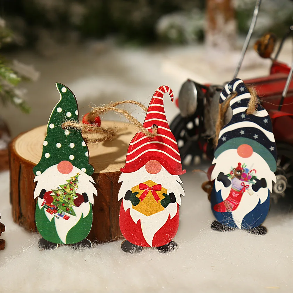 9/12pc Christmas Gnomes Wooden Pendant Christmas Tree Hanging Oranment Navidad New Year 2025 Gift Xmas Decorations for Home Noel