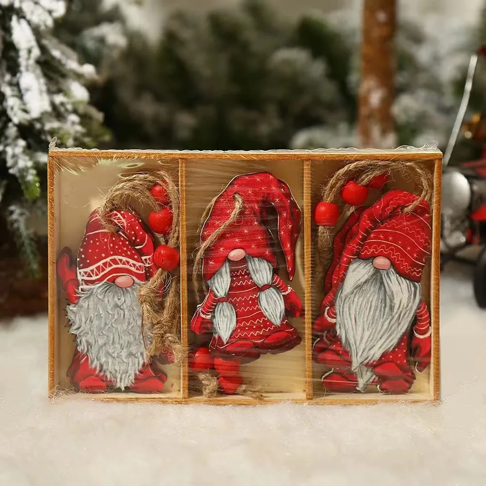 9/12pc Christmas Gnomes Wooden Pendant Christmas Tree Hanging Oranment Navidad New Year 2025 Gift Xmas Decorations for Home Noel