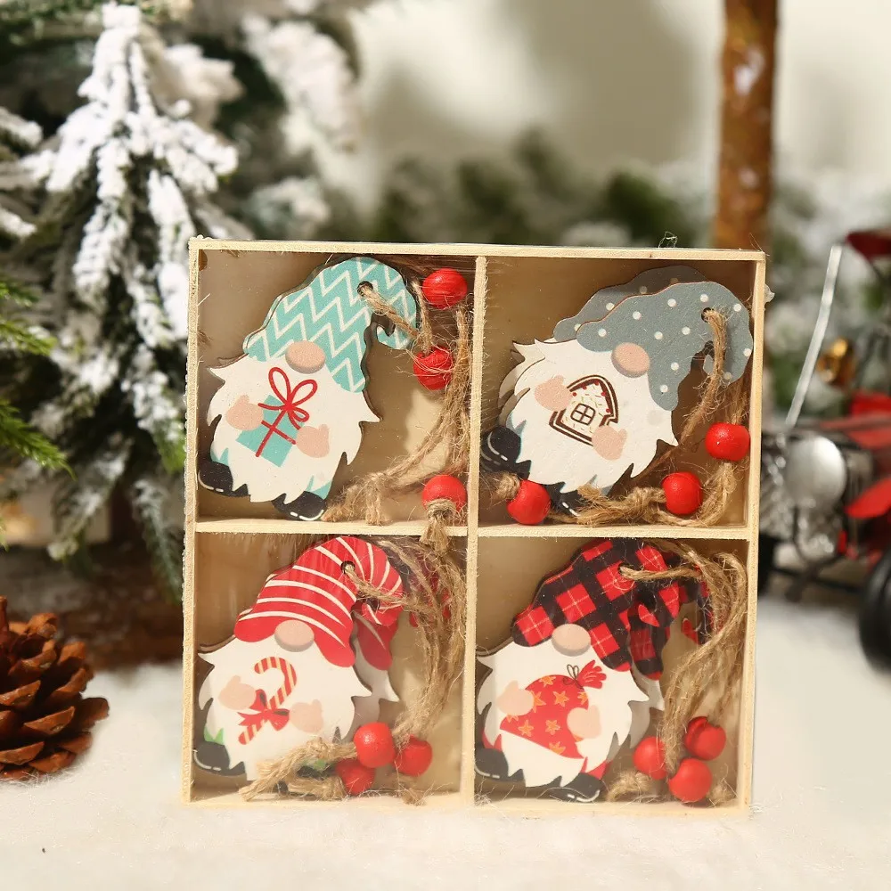 9/12pc Christmas Gnomes Wooden Pendant Christmas Tree Hanging Oranment Navidad New Year 2025 Gift Xmas Decorations for Home Noel