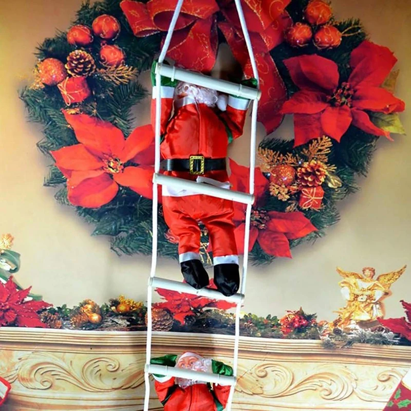Santa Claus Climbing Ladder Ornaments Xmas Tree Santa Claus Climbing Ladder Rope Hanging Pendant 2023 Merry Christmas Decoration