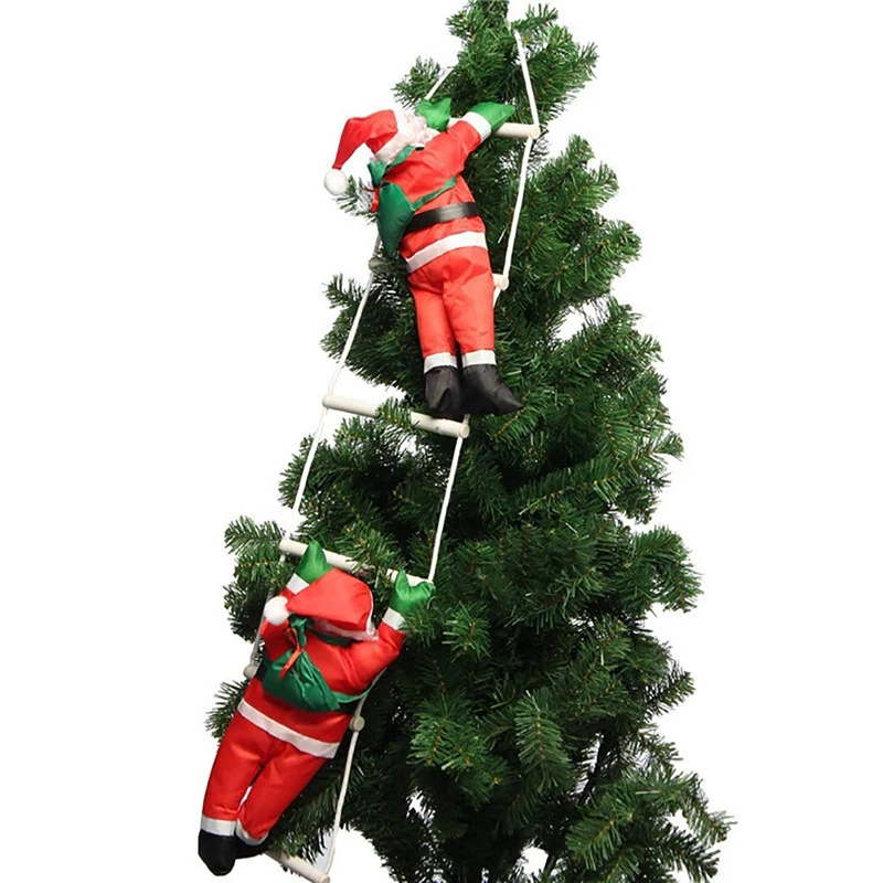 Santa Claus Climbing Ladder Ornaments Xmas Tree Santa Claus Climbing Ladder Rope Hanging Pendant 2023 Merry Christmas Decoration