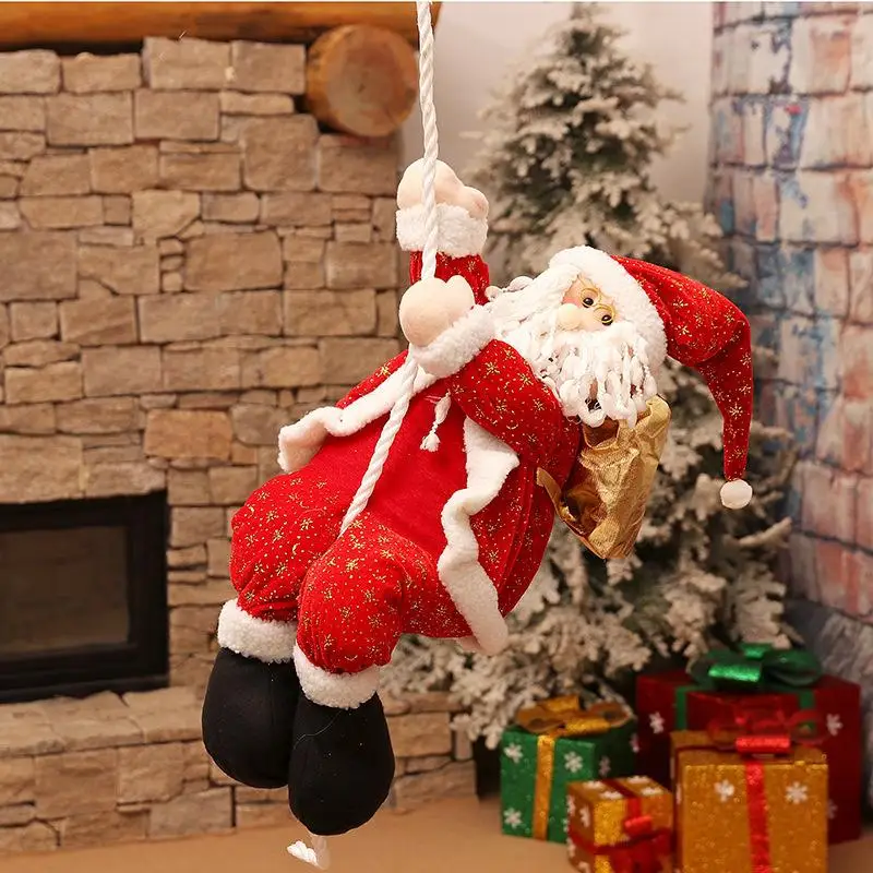 22cm Christmas Decoration Rope Climbing Santa Claus Doll Pendant Shopping Mall Window Layout Hanging Merry Xmas Ornaments