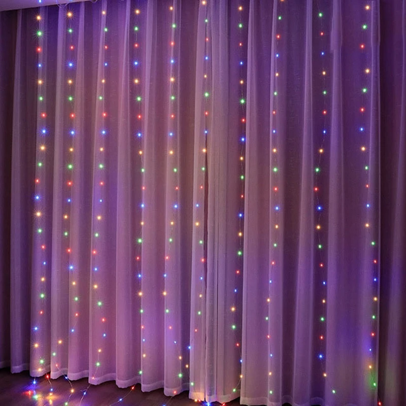 Christmas Lights Curtain Garland 2023 Merry Christmas Decorations for Home Christmas Ornaments Xmas Gifts Navidad New Year 2024
