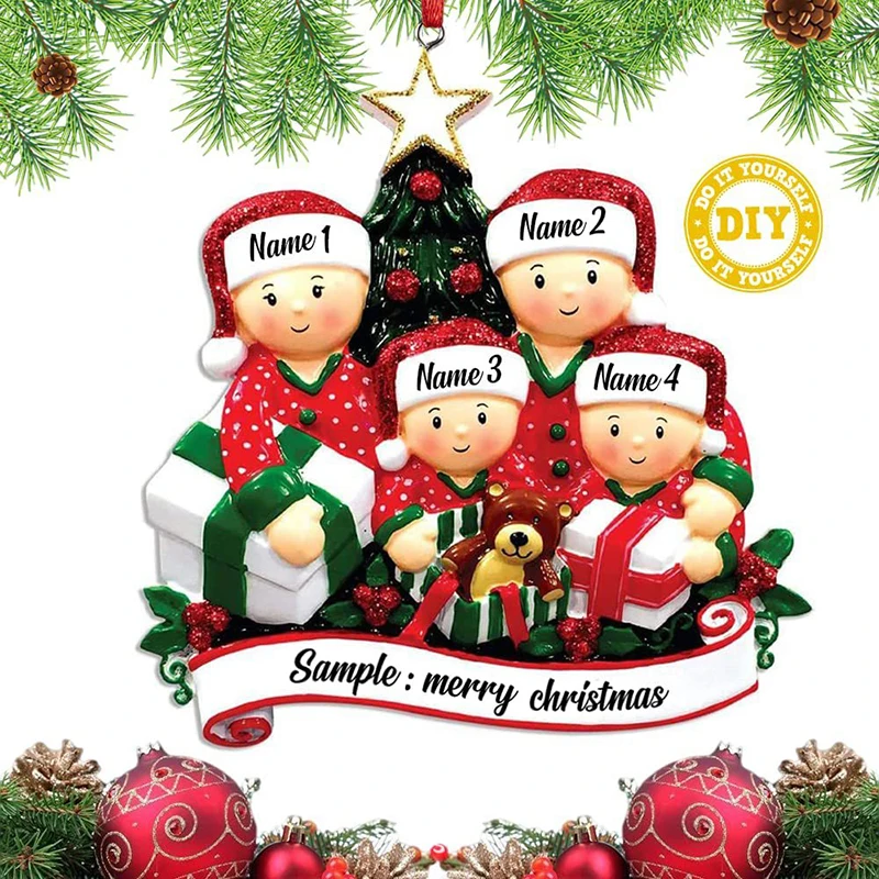 Christmas Pendant DIY Personal Family Christmas Decorations For Home 2D Acrylic Christmas Tree Hanging Ornament New Year 2026