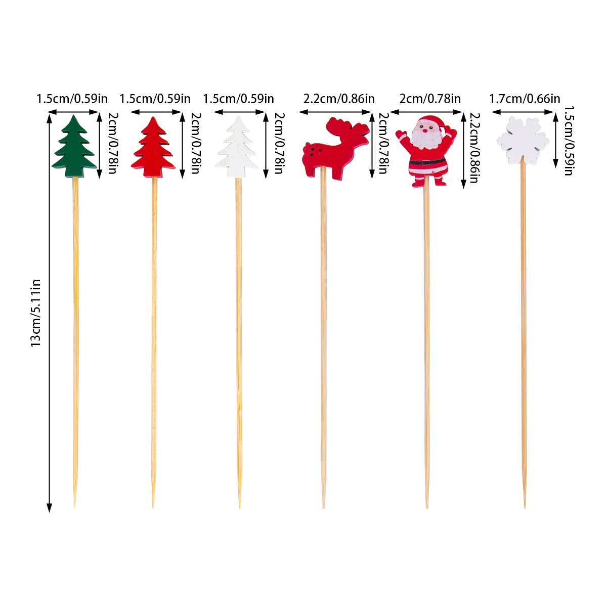 50/100pcs Christmas Fruit Food Sticks Santa Claus Snowflake Snowman Cocktail Toothpick Cupcake Topper Christmas Party Decoration