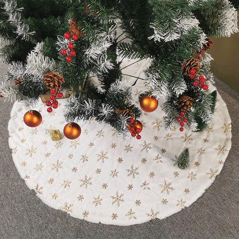 1pcs 78/90/122cm White Christmas Tree Skirt Plush Faux Fur 2023 Xmas Tree Carpet Decoration Ornament New Year Navidad Home Decor