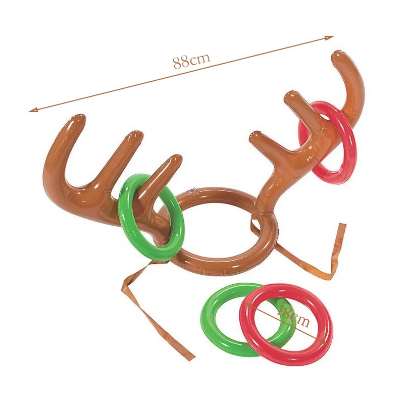 DIY Xmas Kids Gift Christmas Game Inflatable Funny Reindeer Antler Hat Ring Toss Navidad Natal New Year Outdoor Inflated Toys