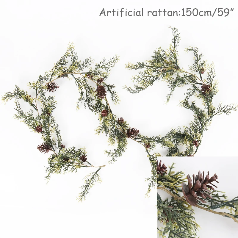 Christmas Wreath Artificial Pine Cone Vine Hanging Floral Foliage Garland Christmas Decorations for Home Navidad Xmas Ornaments