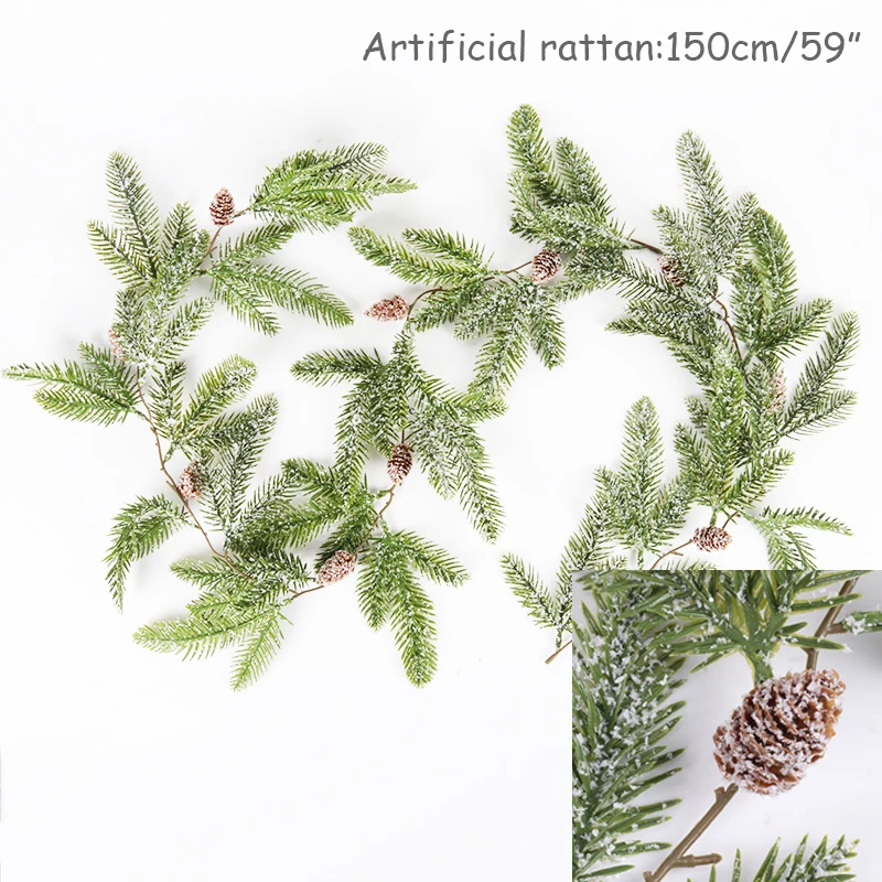 Christmas Wreath Artificial Pine Cone Vine Hanging Floral Foliage Garland Christmas Decorations for Home Navidad Xmas Ornaments