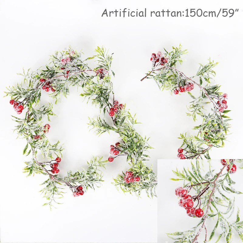 Christmas Wreath Artificial Pine Cone Vine Hanging Floral Foliage Garland Christmas Decorations for Home Navidad Xmas Ornaments