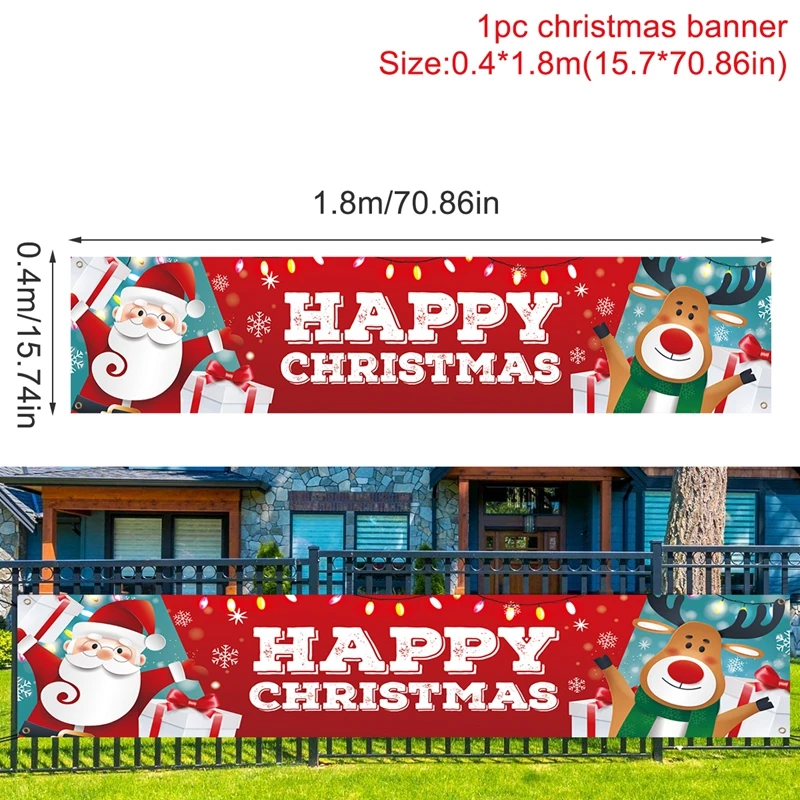 Oxford Cloth Outdoor Banner Merry Christmas Decor For Home 2022 Cristmas Outdoor Decor Xmas Navidad Noel Happy New Year 2023
