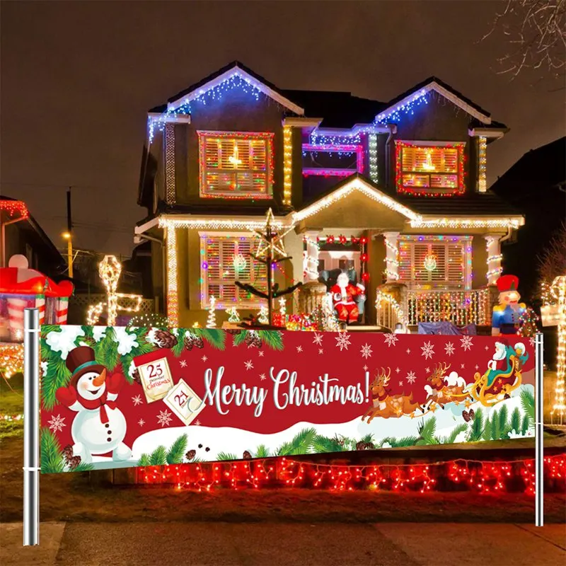 Oxford Cloth Outdoor Banner Merry Christmas Decor For Home 2022 Cristmas Outdoor Decor Xmas Navidad Noel Happy New Year 2023