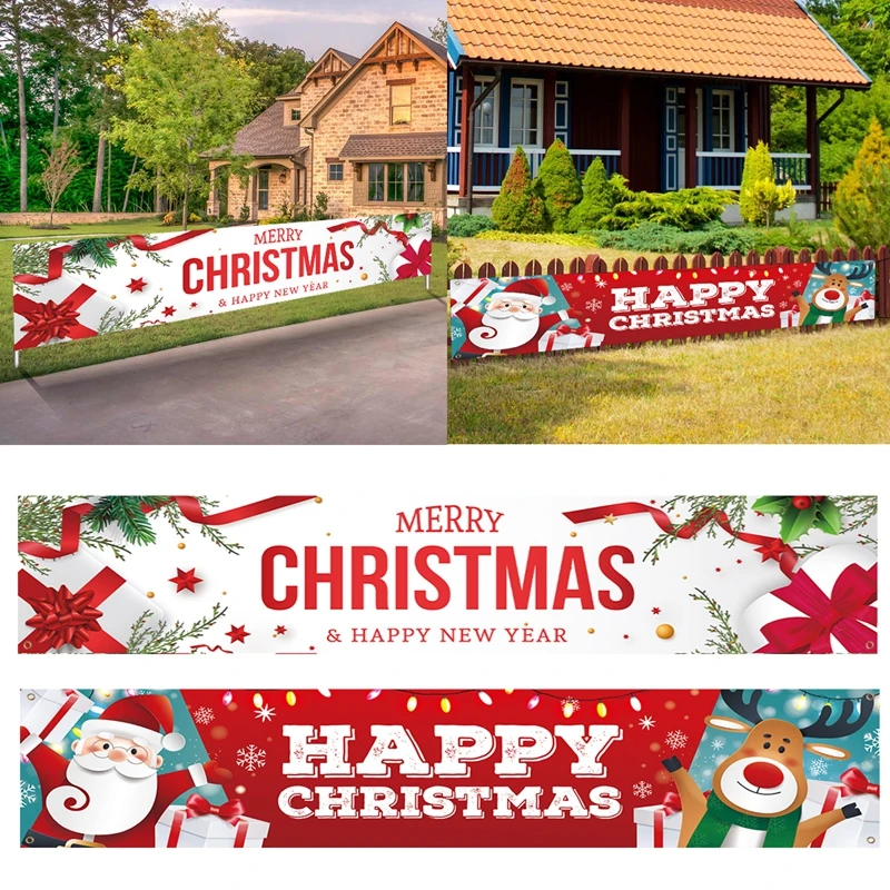 Oxford Cloth Outdoor Banner Merry Christmas Decor For Home 2022 Cristmas Outdoor Decor Xmas Navidad Noel Happy New Year 2023