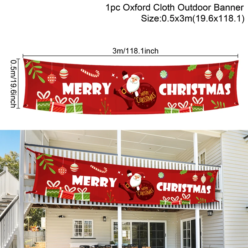 Oxford Cloth Outdoor Banner Merry Christmas Decor For Home 2022 Cristmas Outdoor Decor Xmas Navidad Noel Happy New Year 2023