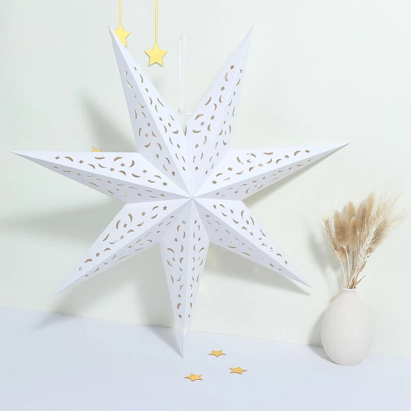 Christmas Hollow Out Star Hanging Pendant Merry Christmas Decorations for Home 2023 Xams Ornaments Navidad Noel New Year 2024