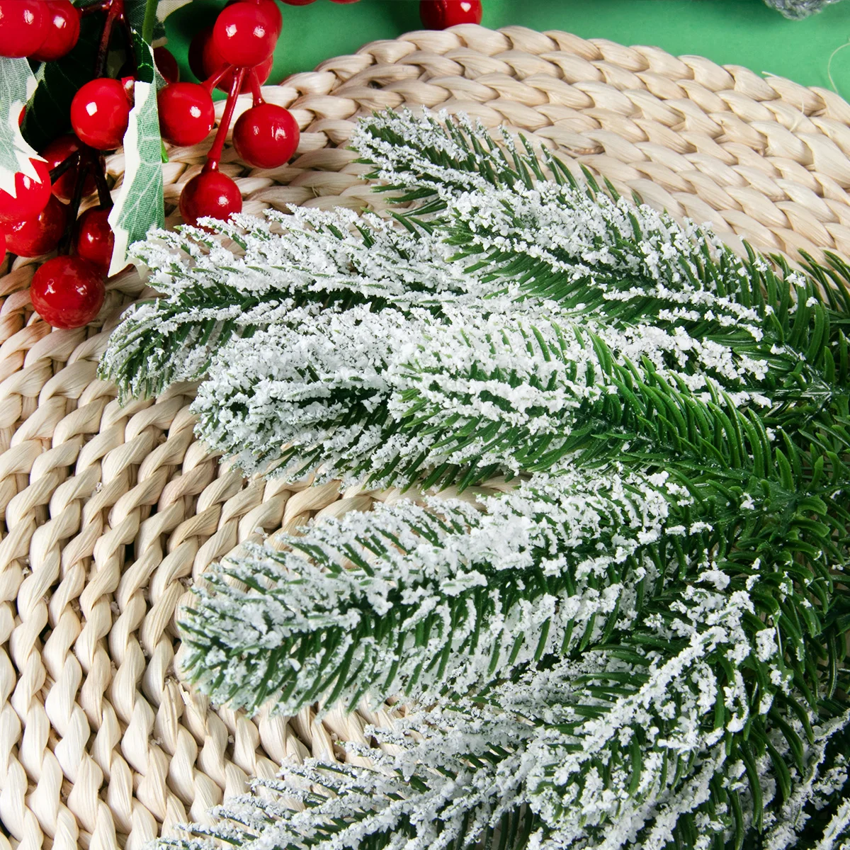 10/20pcs Artificial Pine Branches Green Leaves Needle Fake Greenery Pine for DIY Garland Wreath Christmas Embellishing Noel 2023