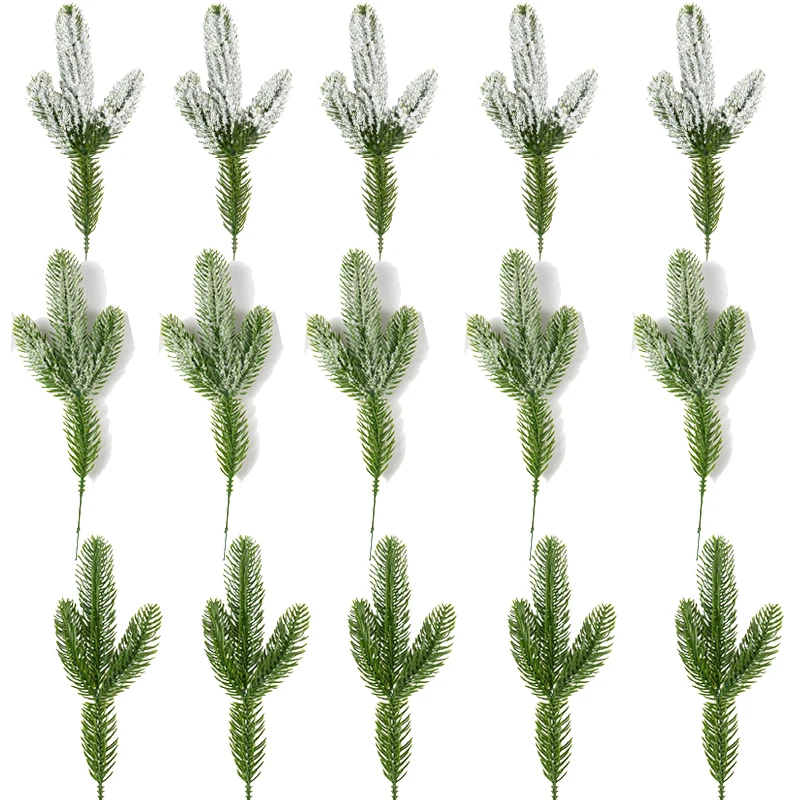 10/20pcs Artificial Pine Branches Green Leaves Needle Fake Greenery Pine for DIY Garland Wreath Christmas Embellishing Noel 2023