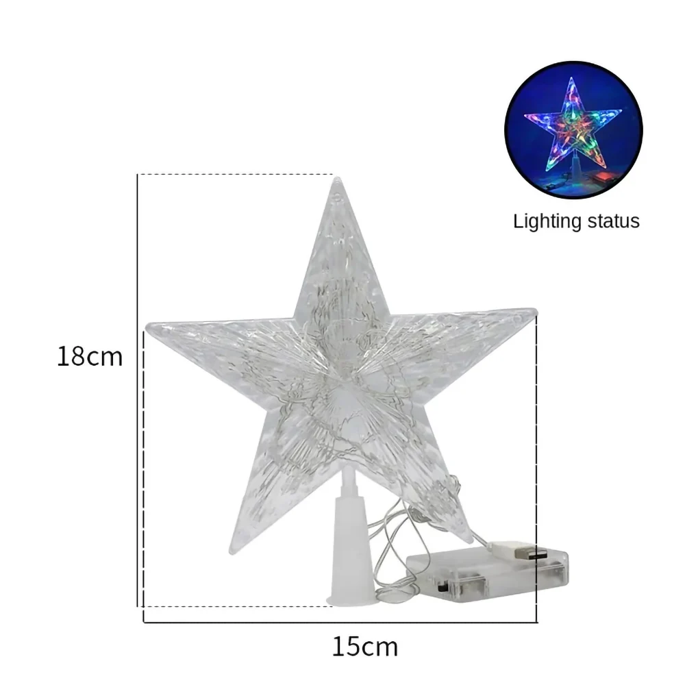 15cm Christmas Tree Top Star Lamp Led Light Christmas Decorations For Home Xmas Tree Ornaments New Year Xmas Party Decoration