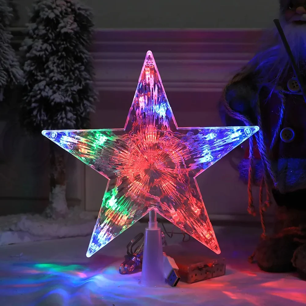 15cm Christmas Tree Top Star Lamp Led Light Christmas Decorations For Home Xmas Tree Ornaments New Year Xmas Party Decoration