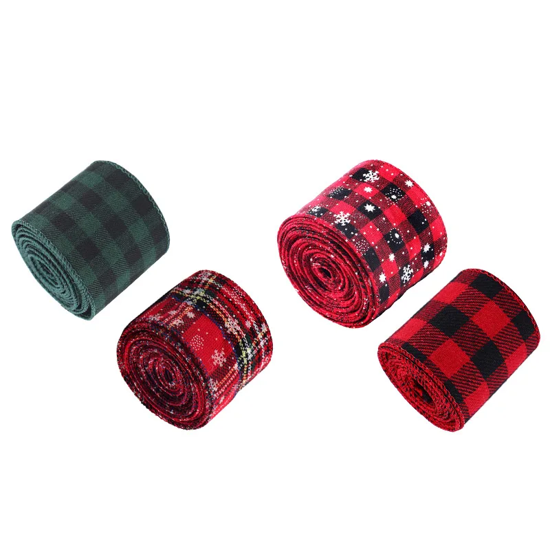 5x600cm/roll Christmas Plaid Imitation Hemp Ribbon Snowflake Burlap Ribbon for Christmas Wrapping Xmas Tree Wreath Ribbons Decor