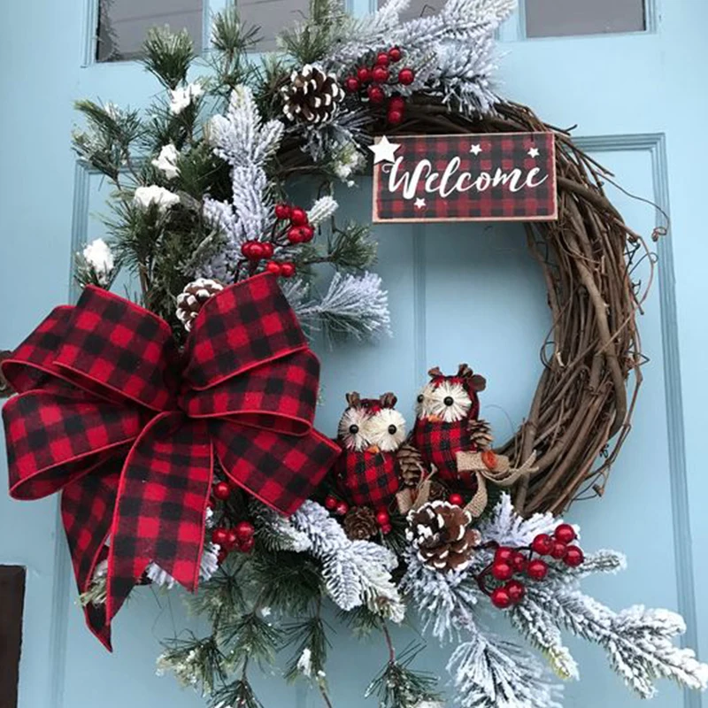 5x600cm/roll Christmas Plaid Imitation Hemp Ribbon Snowflake Burlap Ribbon for Christmas Wrapping Xmas Tree Wreath Ribbons Decor